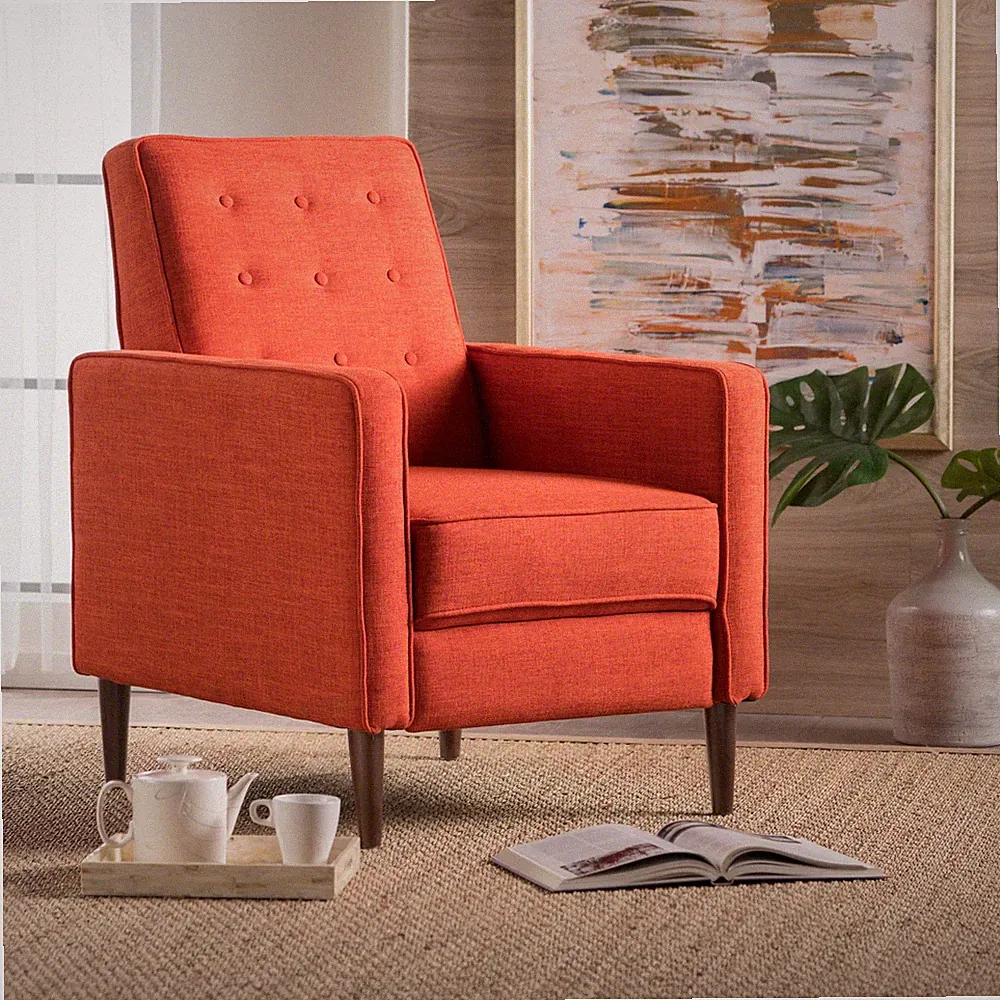 Fabric Recliner Chair Mid-Century Modern Recliner Pushback Single Recliner S